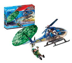 Playmobil Police Parachute Search Set hero image: dynamic aerial pursuit play.