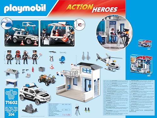 Playmobil police vehicles and accessories for imaginative training.