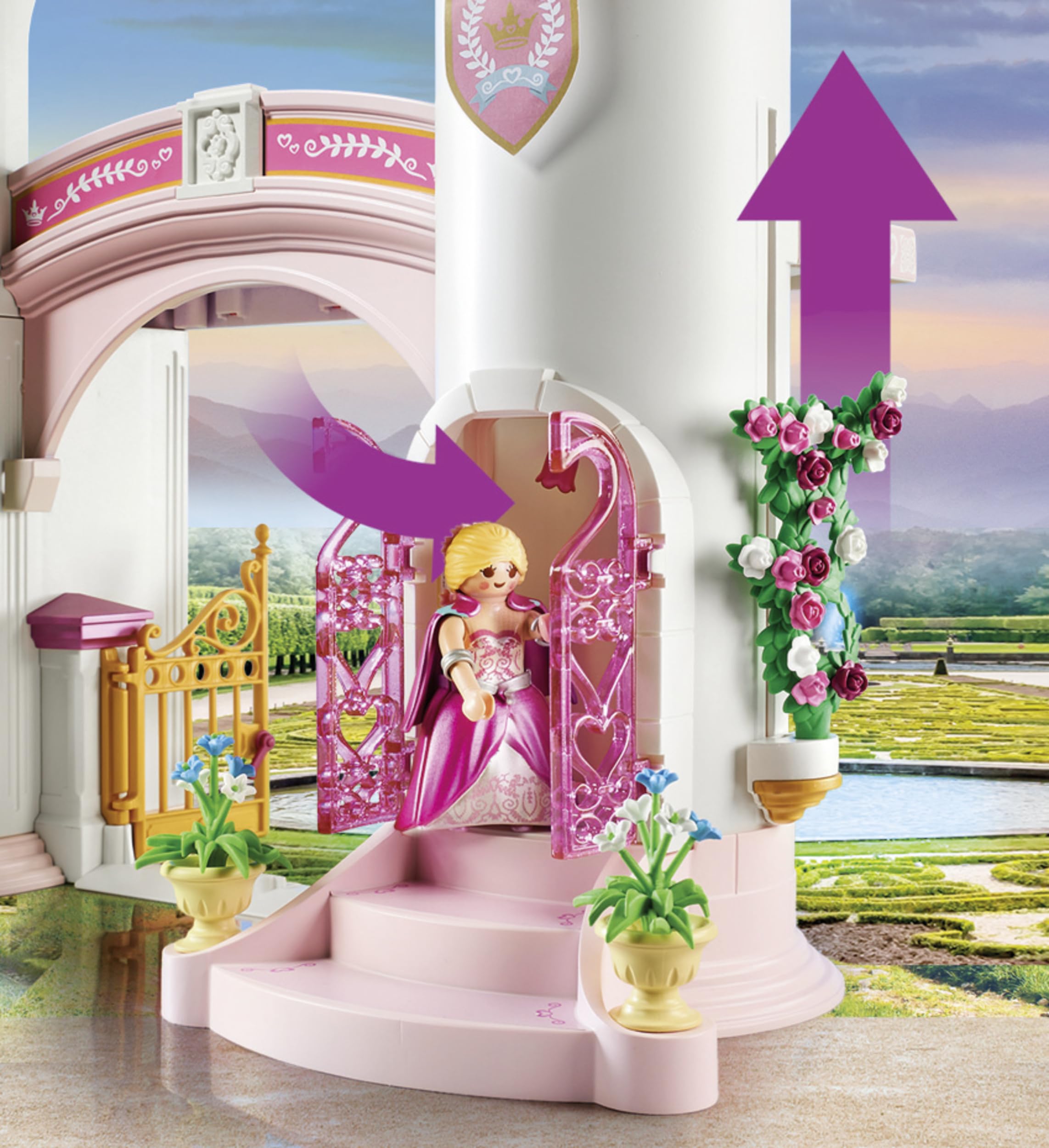 Playmobil Princess Castle dimensions show a compact two-story layout for living room imagination.