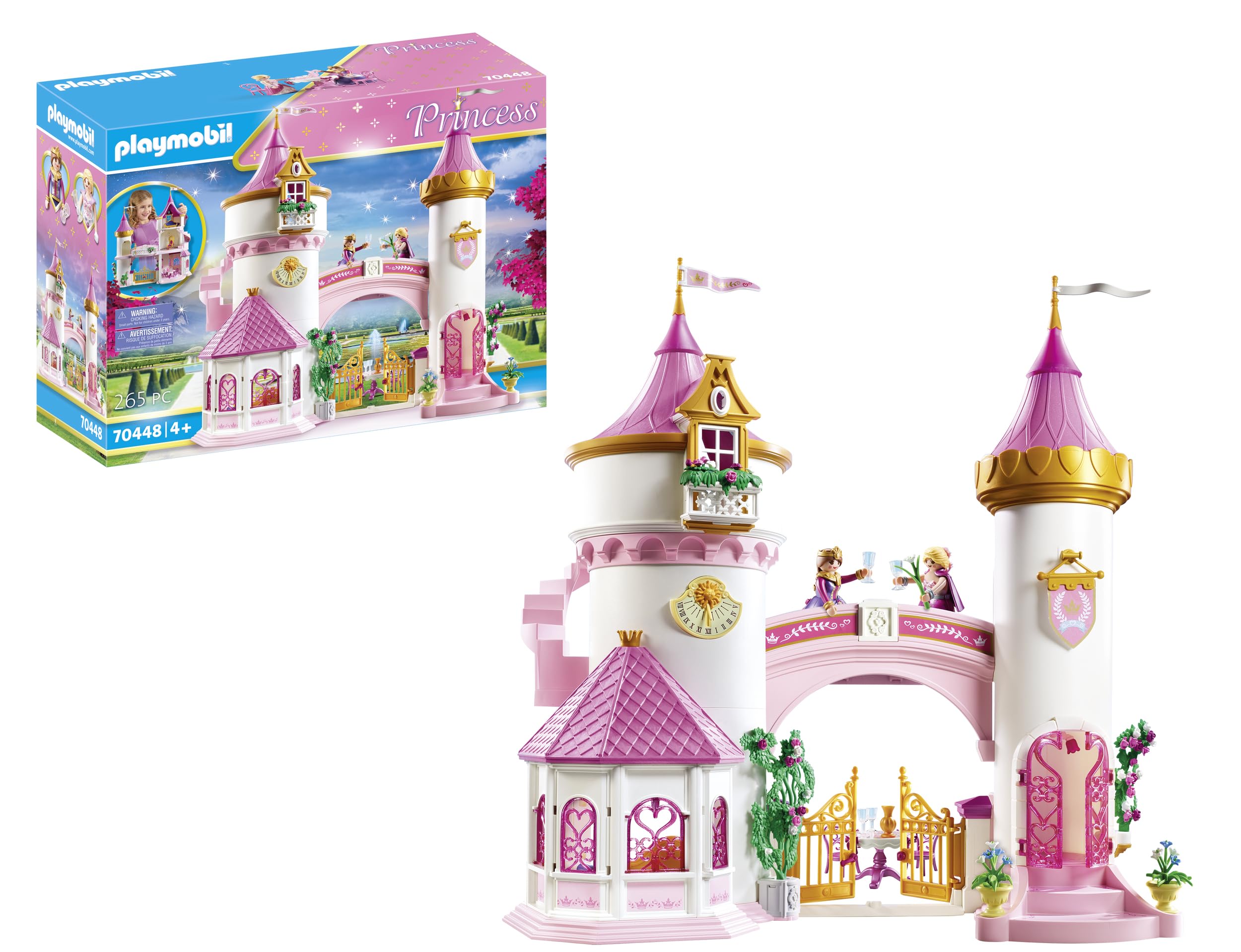Playmobil Princess Castle entry scene promotes imaginative arrivals and story beginnings.