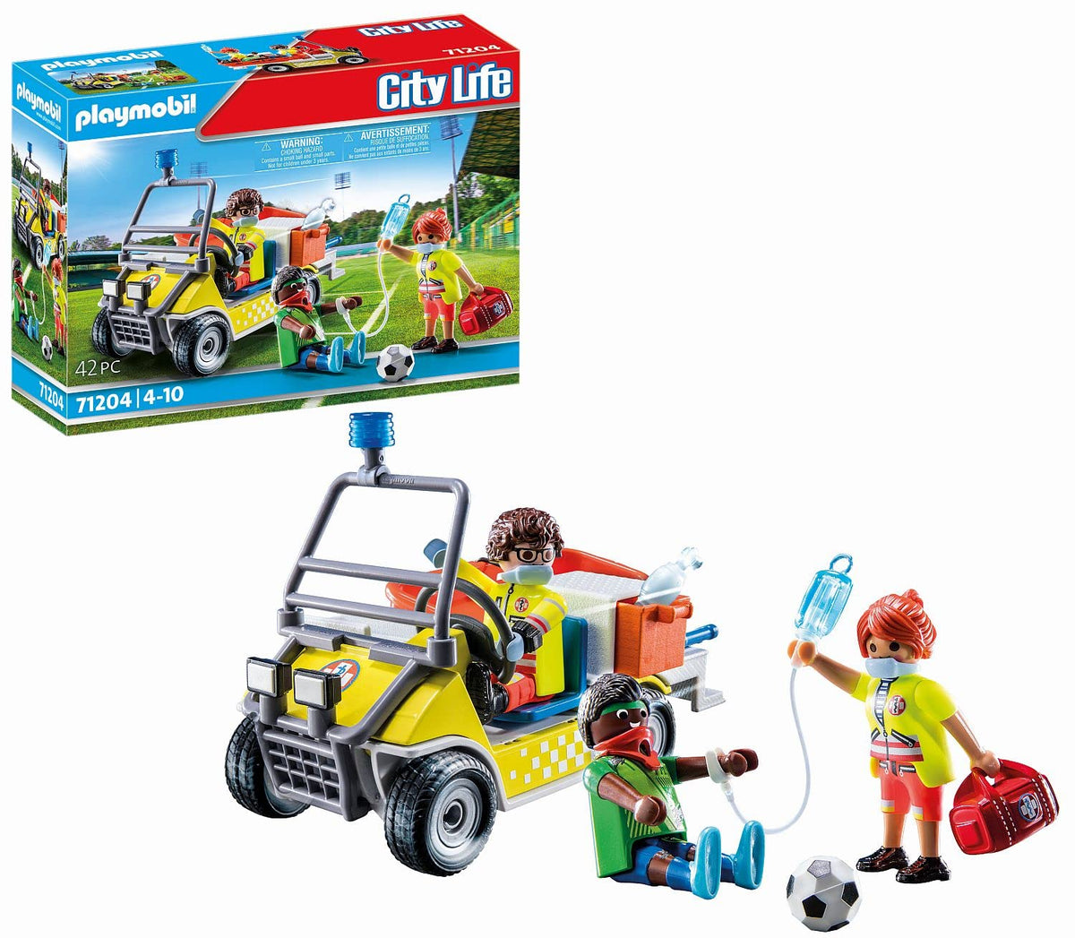 Playmobil Rescue Cart driver ready for realistic rescue play.