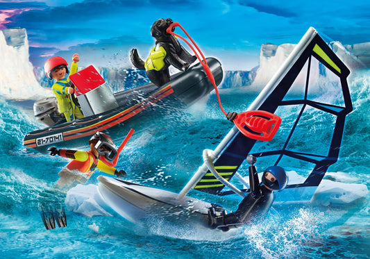 Playmobil Water Rescue with Dog: the rescue dog retrieves the buoy for a rescue.