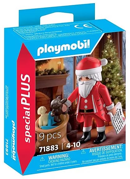 Playmobil Santa Claus with gift list and jute sack for holiday scenes