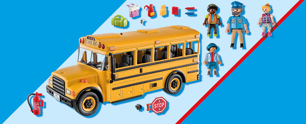 Playmobil School Bus interior shows seats and space for seven figures