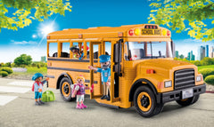 Playmobil School Bus stop sign activates for authentic stop-and-go scenes