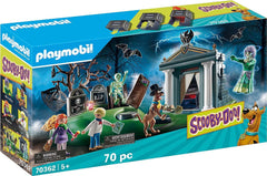 Playmobil Scooby-Doo cemetery set with a spooky graveyard scene for imaginative play.
