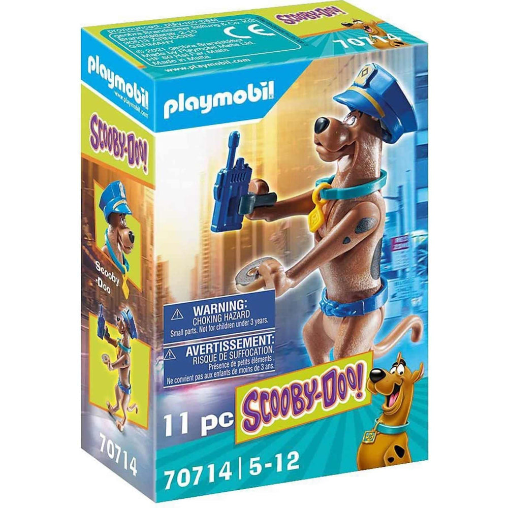 Playmobil Scooby-Doo police figure with hat and walkie-talkie for imaginative play.