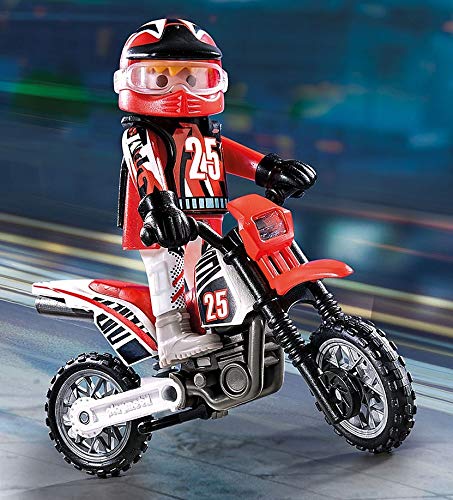 Playmobil Motocross Driver in action inspires dynamic, story-driven play.