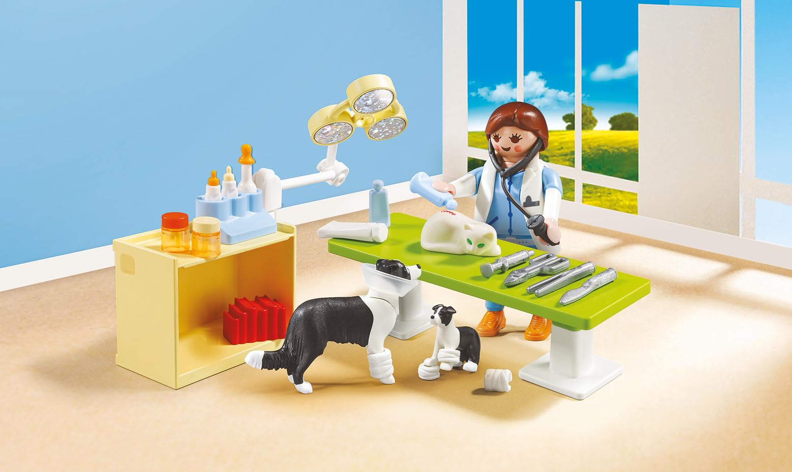 Playmobil Vet Visit set with figures and pets supports imaginative role play.