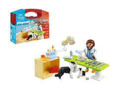 Playmobil Vet Visit Carry Case opened for kids' pretend pet care adventures.