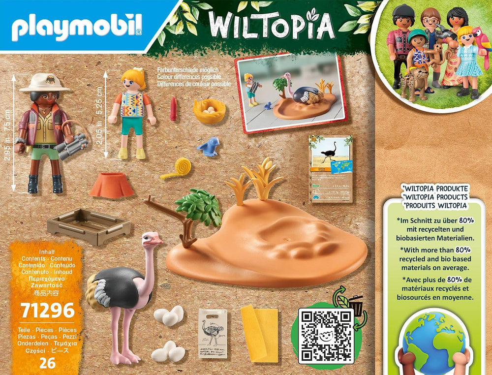 Playmobil Wiltopia animal card links to app content for learning.