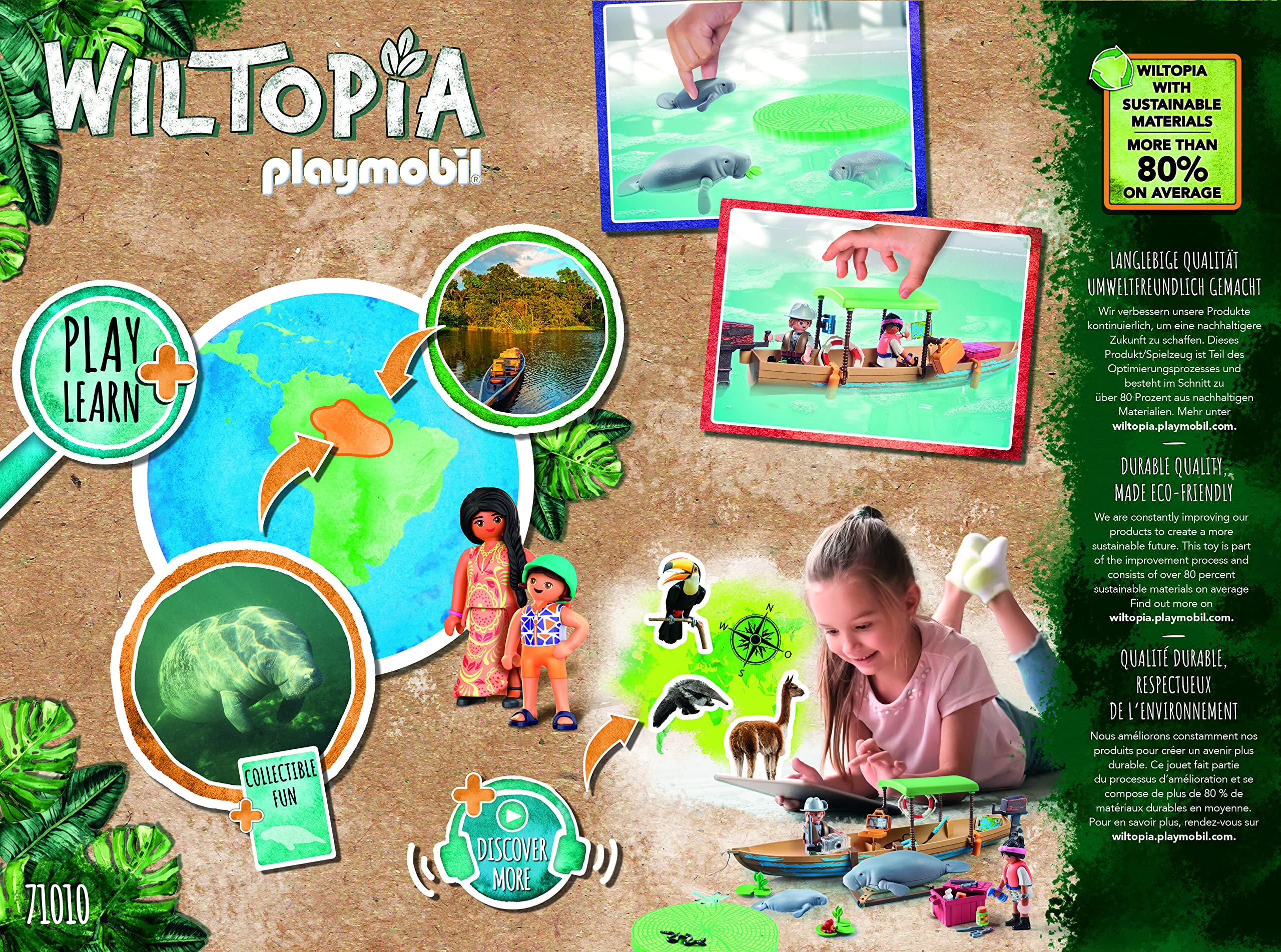 Playmobil Wiltopia app AR content; unlocks digital learning and selfies