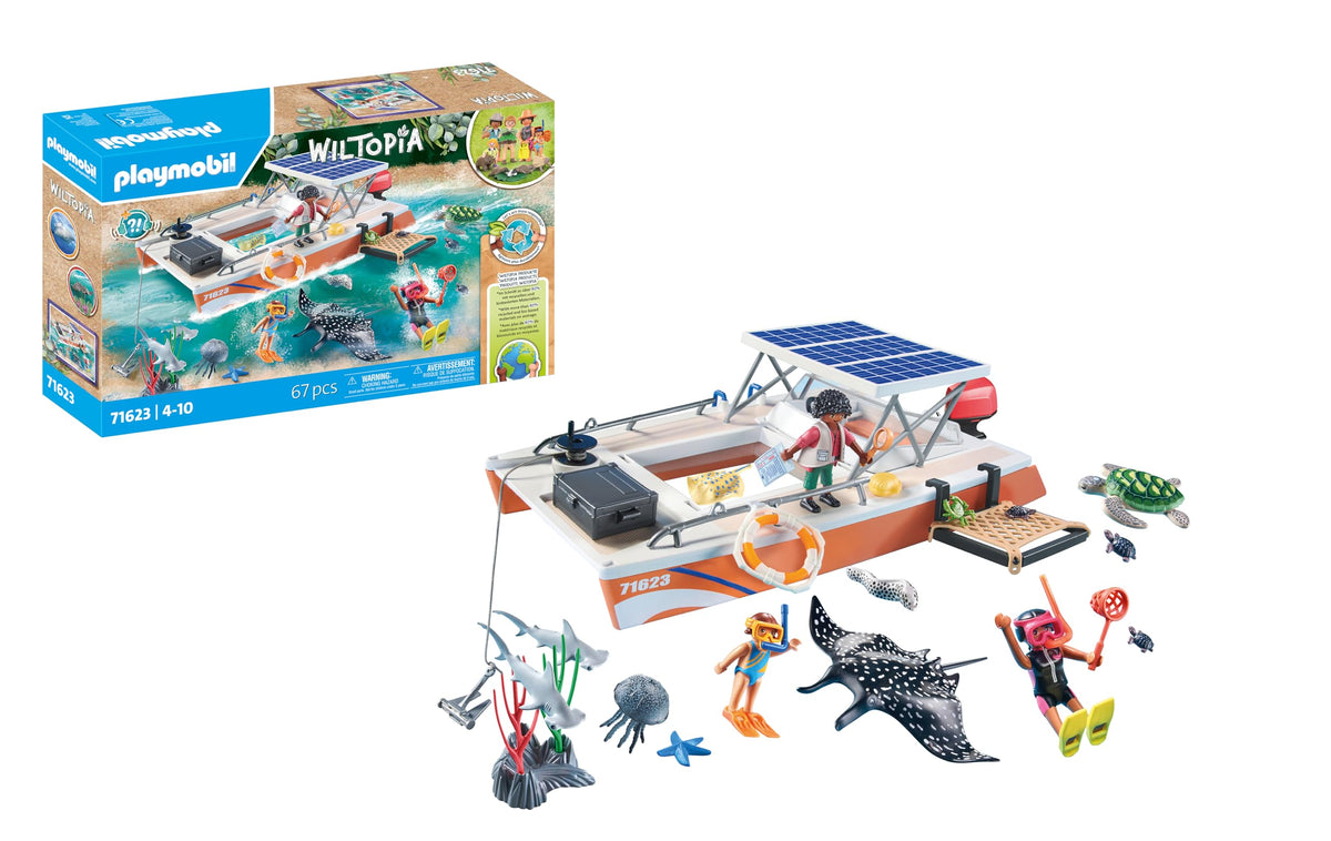 Playmobil Wiltopia catamaran glass-bottom view for close reef exploration