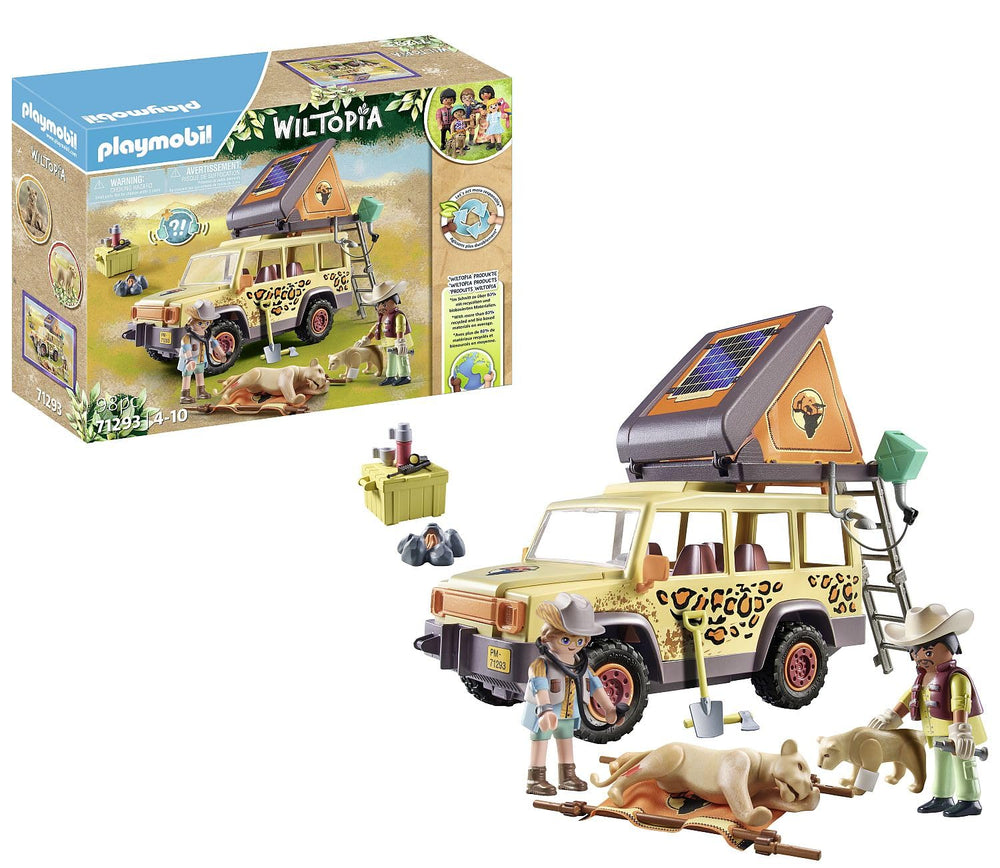 Playmobil Wiltopia cross-country vehicle with lions on a desert drive for adventurous explorers