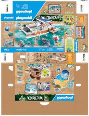 Playmobil Wiltopia glass-bottom boat magnifier invites examination