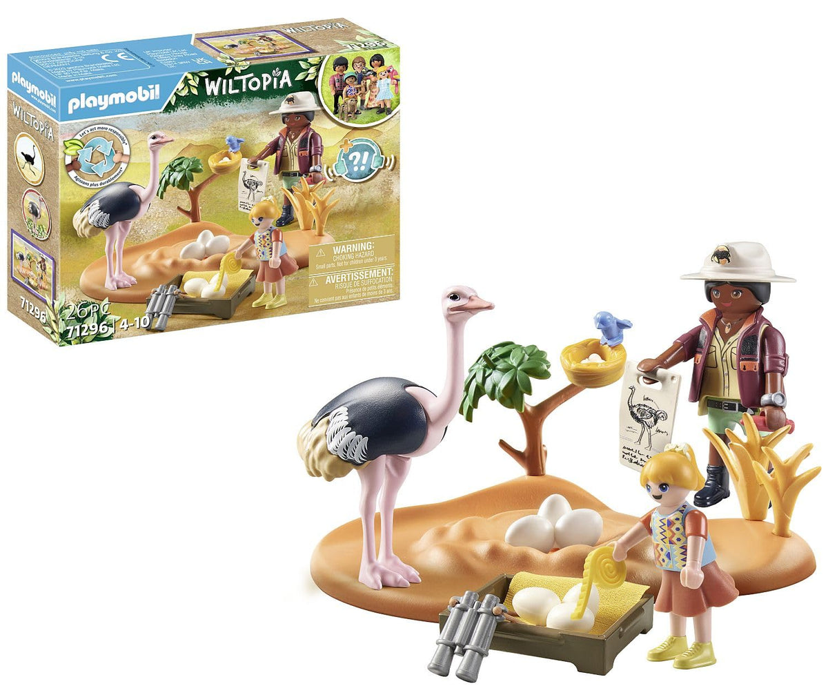Playmobil Wiltopia ostrich-keepers-set with figures for eco-friendly safari play.