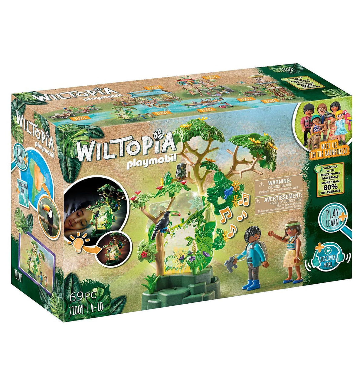 Playmobil Wiltopia rainforest night light creates a calming bedtime atmosphere.