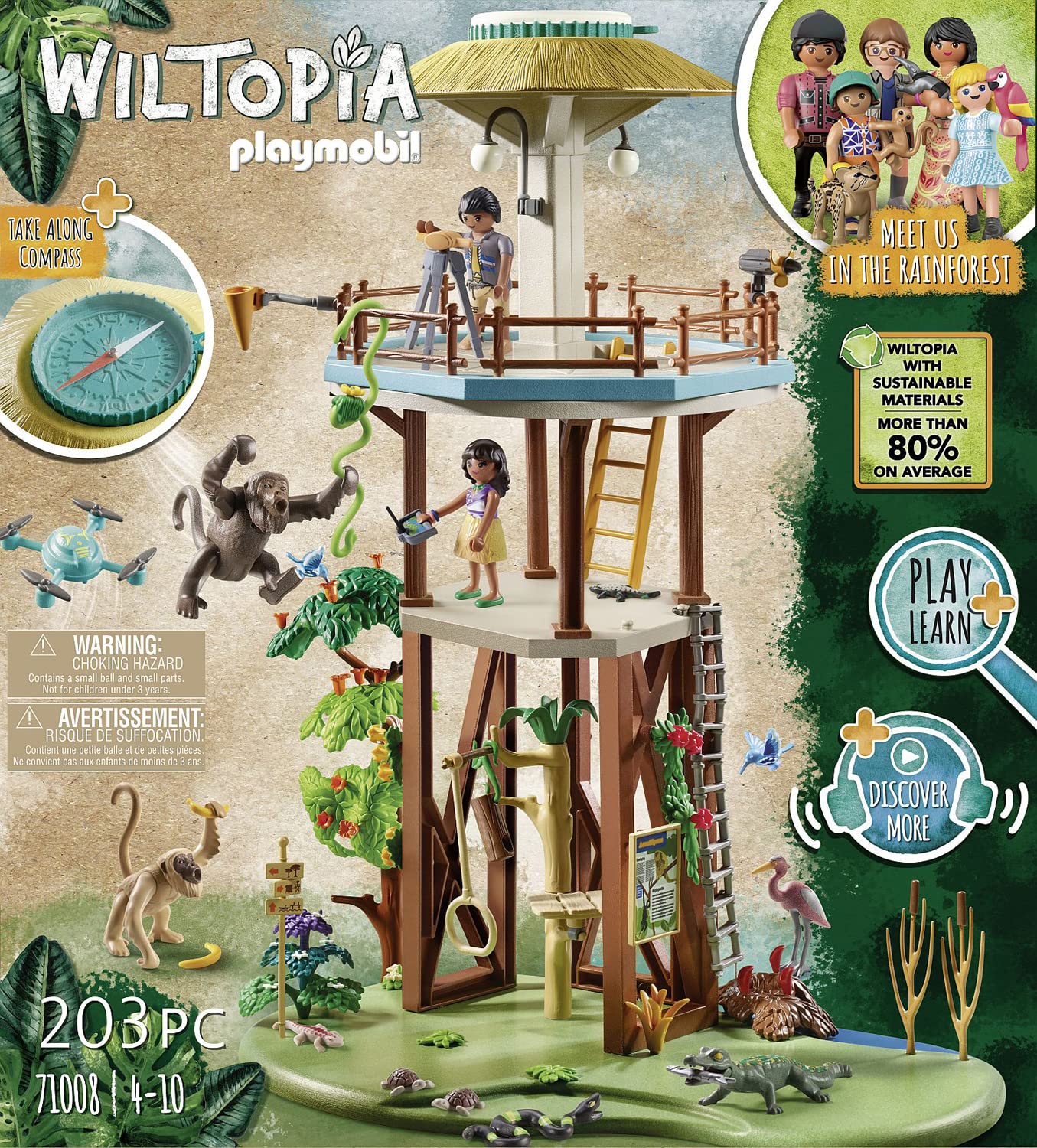 Playmobil Wiltopia roof compass provides a practical navigation aid during play.