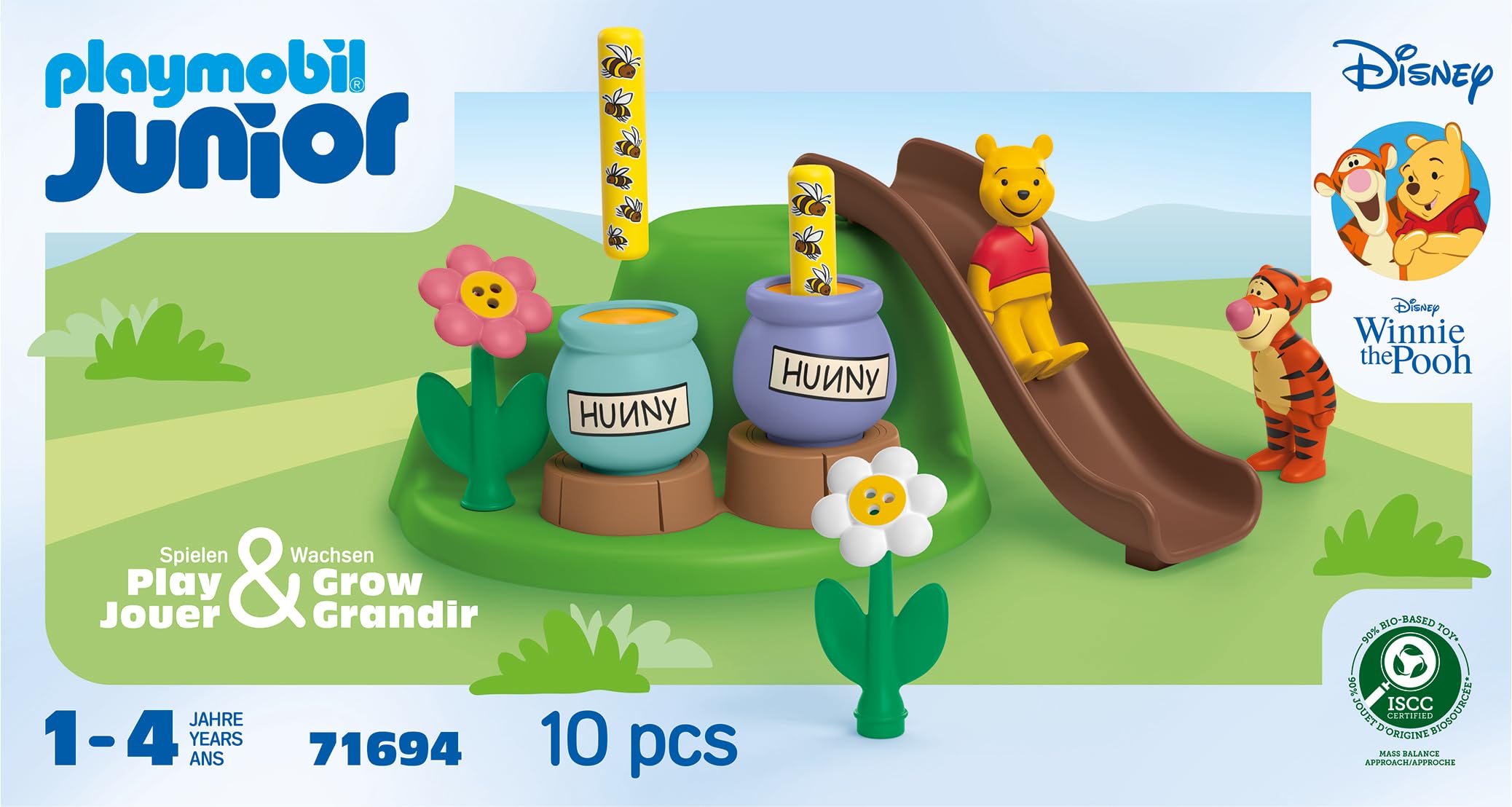 Playmobil Winnie the Pooh bee pole action—press and bounce for cause-and-effect