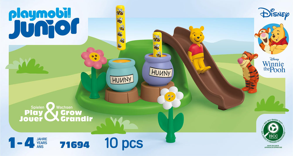 Playmobil Winnie the Pooh bee pole action—press and bounce for cause-and-effect