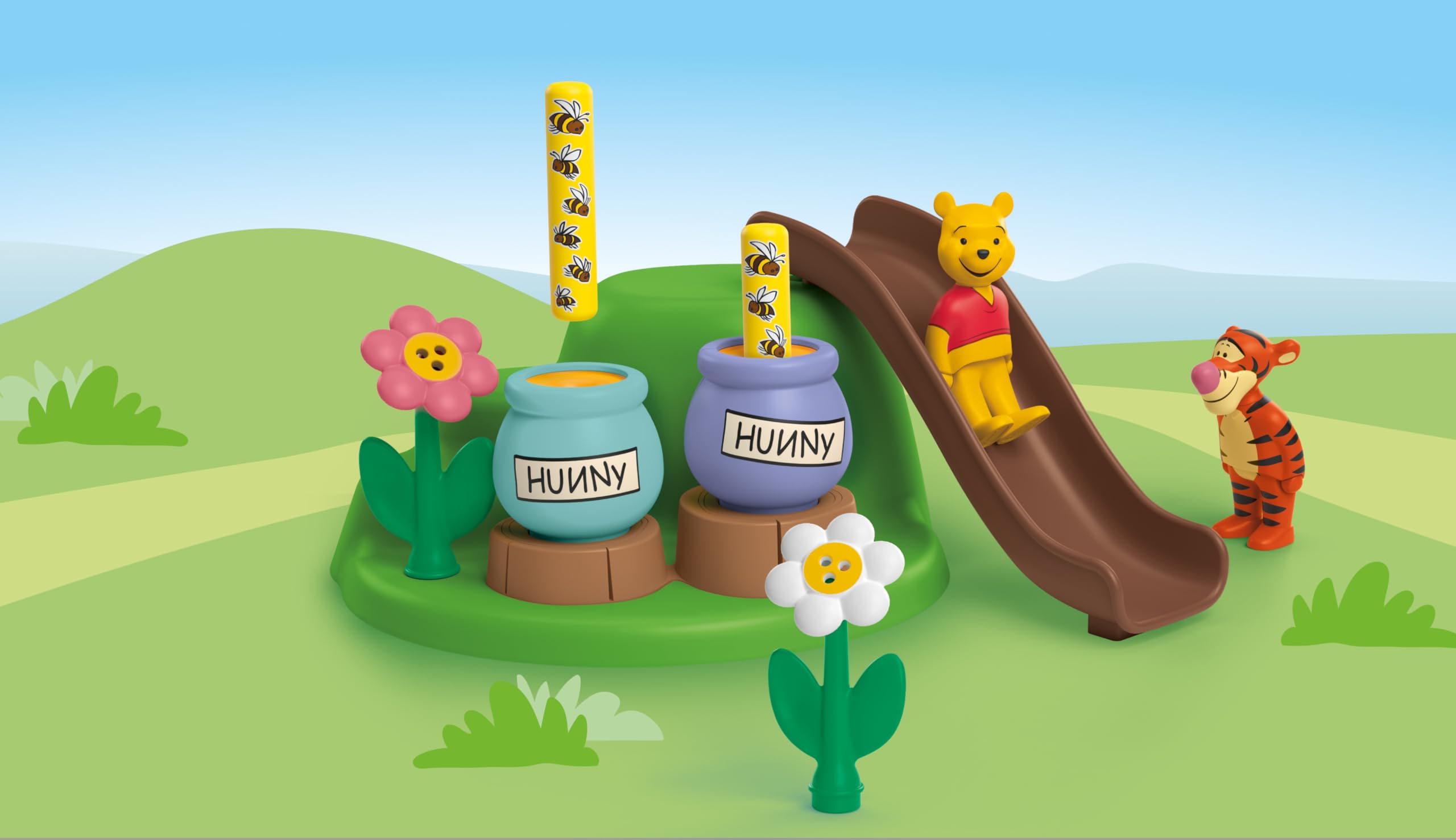 Playmobil Winnie the Pooh flower garden—colorful flowers boost imaginative play