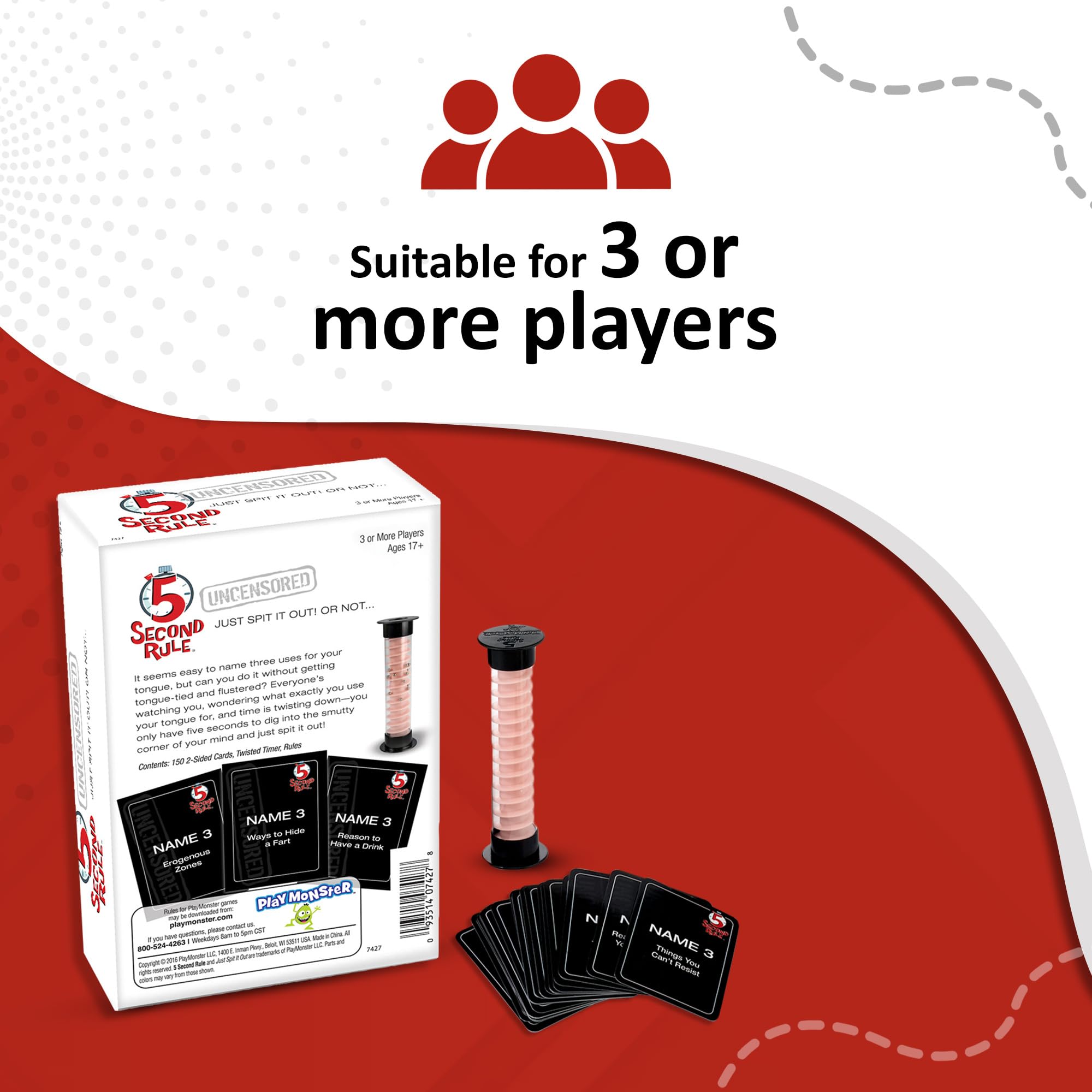 PlayMonster 5 Second Rule Uncensored packaging emphasizes adult humor.