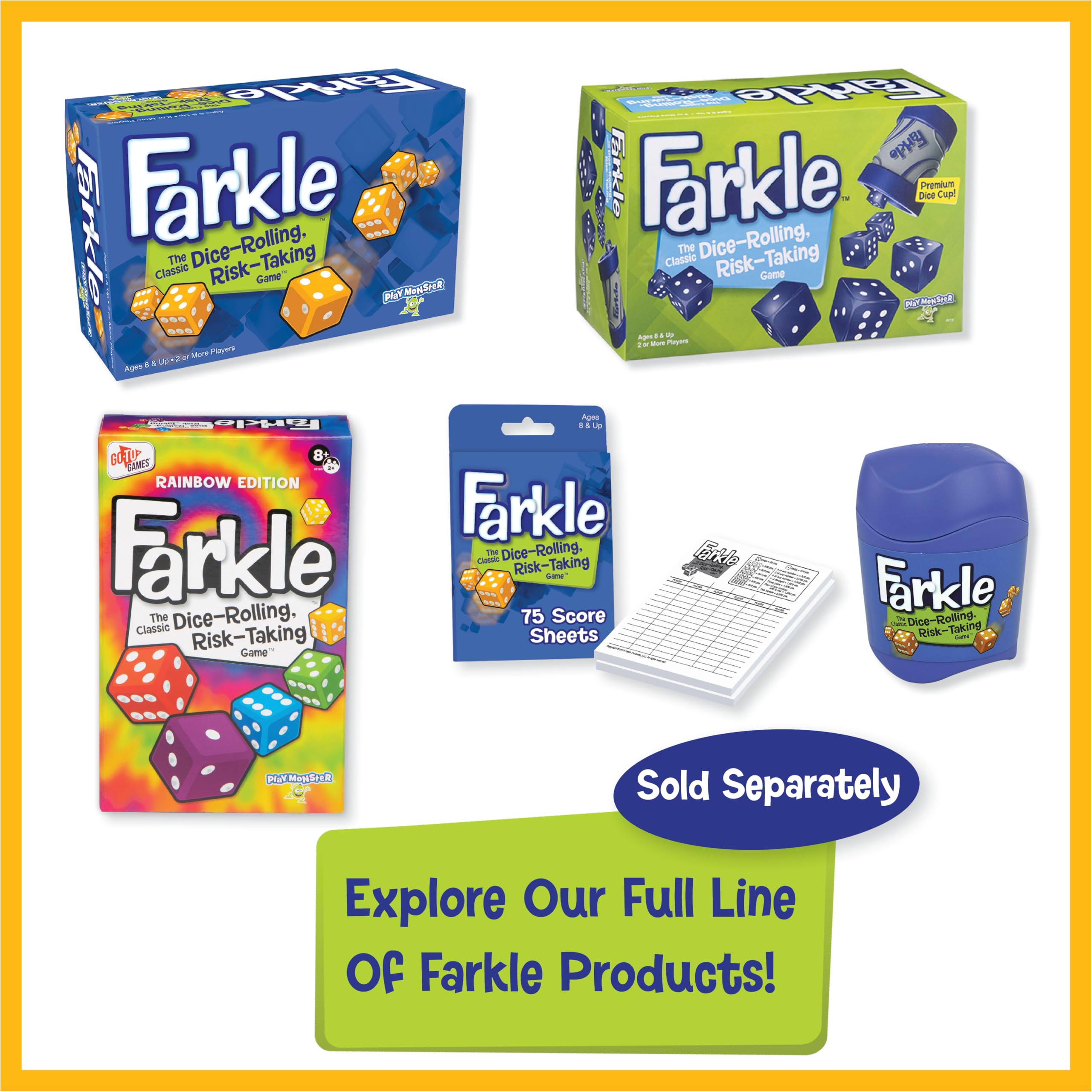 PlayMonster Farkle gift-ready box appeals to board game lovers.