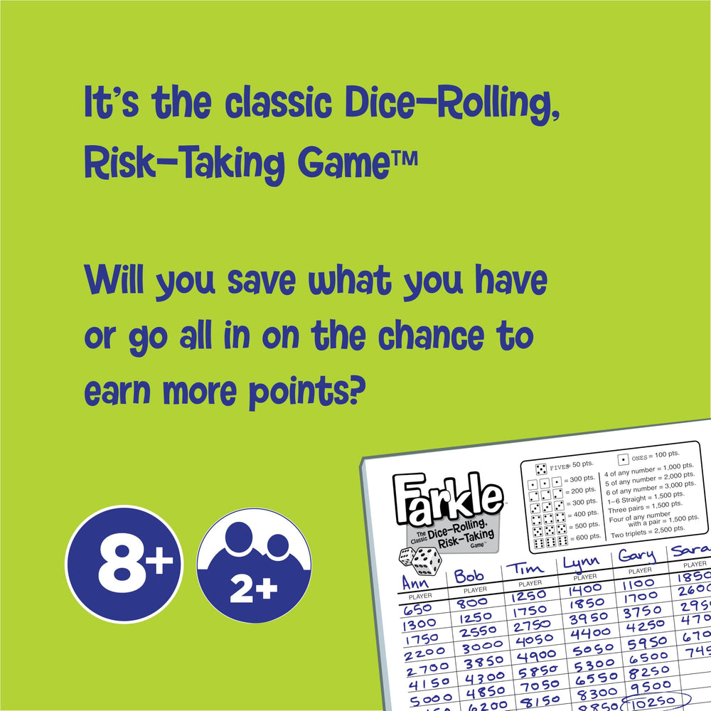 PlayMonster Farkle score sheets help track scores across rounds.