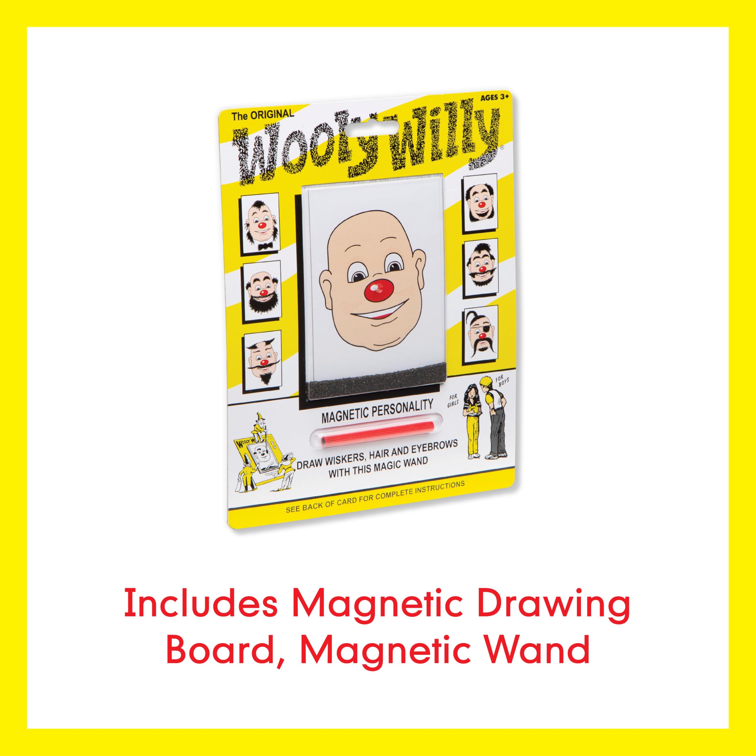 Wooly Willy magnetic wand in action for mess-free art on the go.