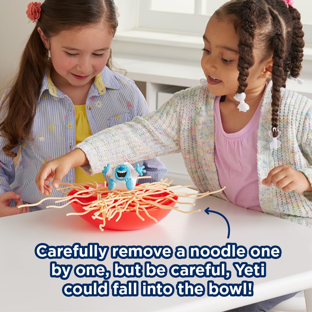 PlayMonster Yeti pulling noodles action, builds fine motor focus during play.