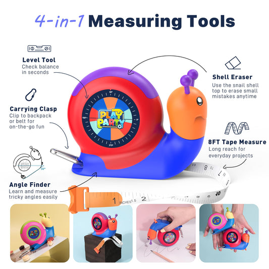PLAYPARTY level and protractor integrated in snail shell to support geometry exploration.