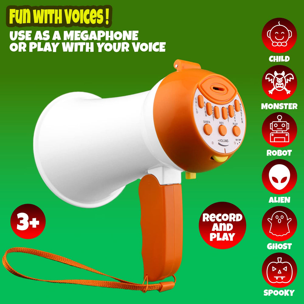 PlayRoute Megaphone voice change modes display with six options for imaginative role play