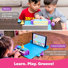 PlayShifu Plugo Tunes child playing piano demonstrates motor coordination and creative musical play.