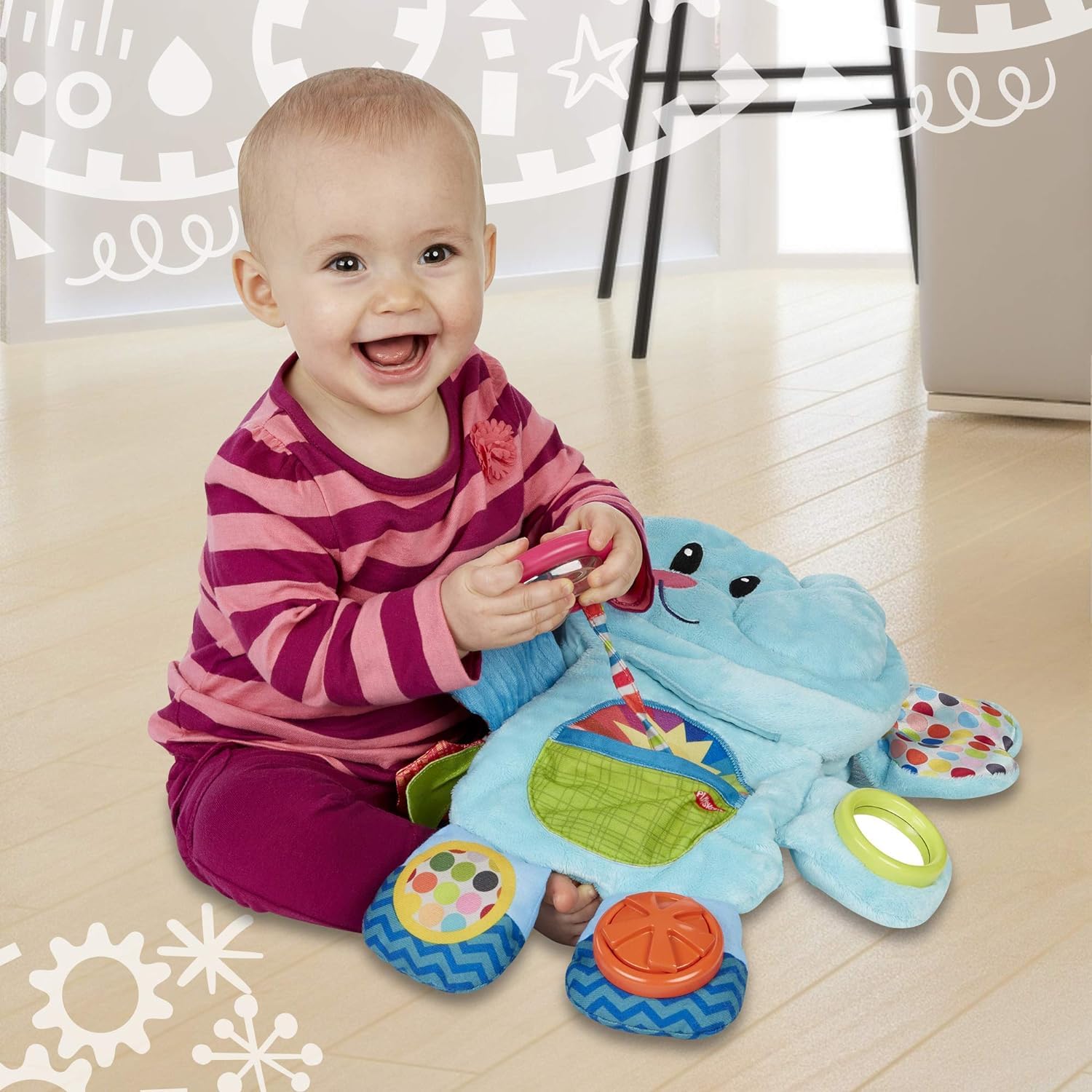 Playskool Fold 'n Go Elephant put-n-take pocket encourages reach-and-grab play on the go