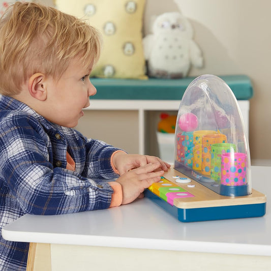 Playskool Little Wonders Pop-A-Tune piano keys invite cause-and-effect learning through music.