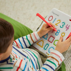 Toddlers ages 3+ practice numbers and shapes with Magnatab
