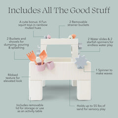 PLAYSMOL Tide Water table baskets keep scoops and shells neatly stored