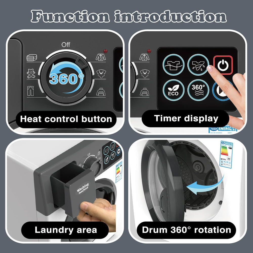 Playssnior Bojia washing machine toy uses durable plastic for long-lasting play.