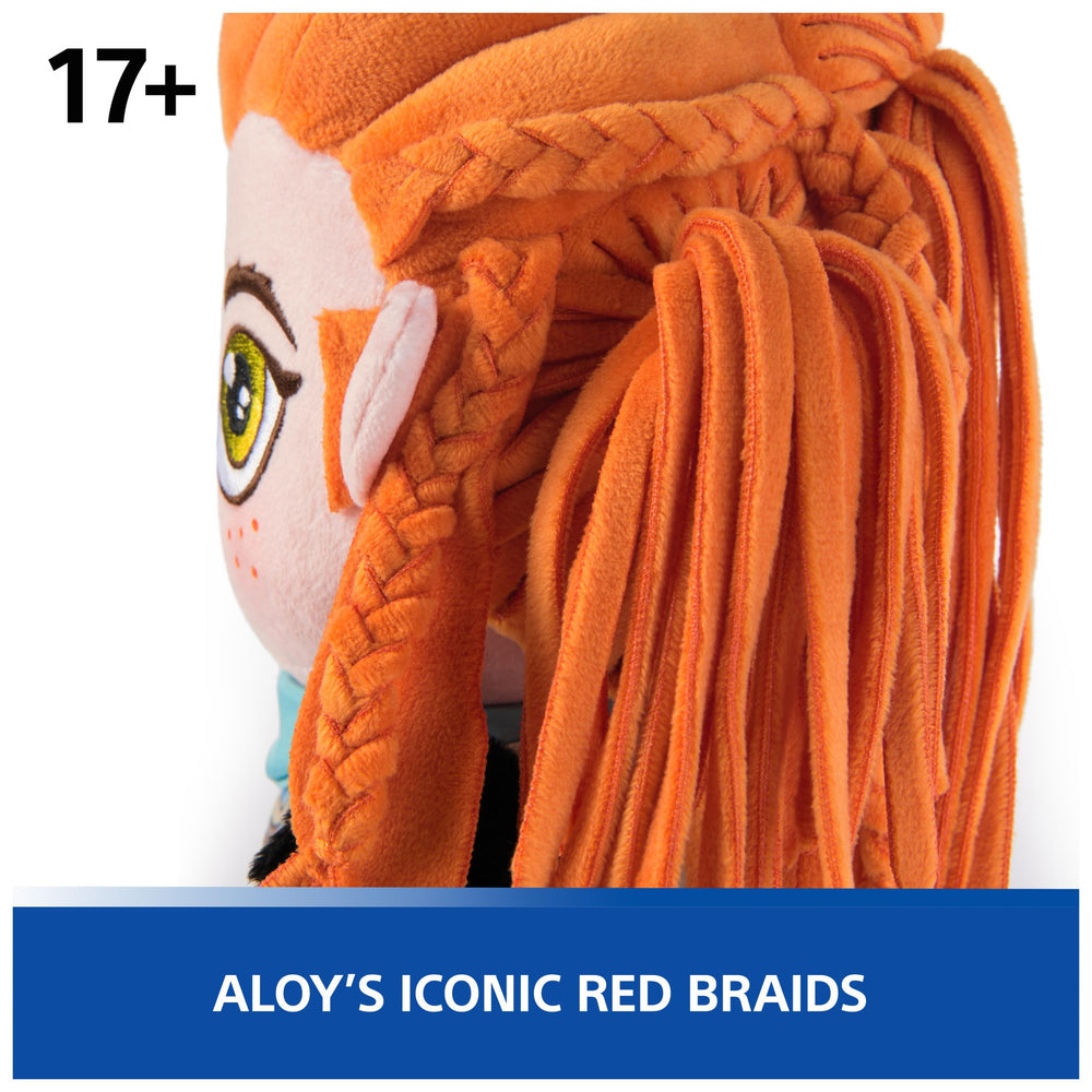 PlayStation Aloy plush red braids vividly suggest wind-swept action.