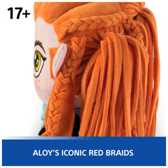 PlayStation Aloy plush red braids vividly suggest wind-swept action.
