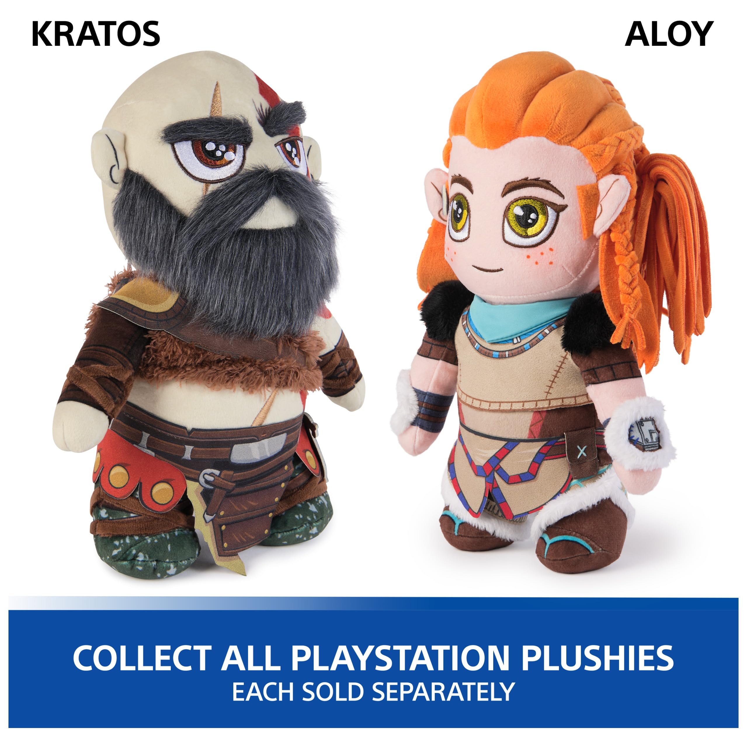 PlayStation Kratos plush close-up of soft material for cuddling.