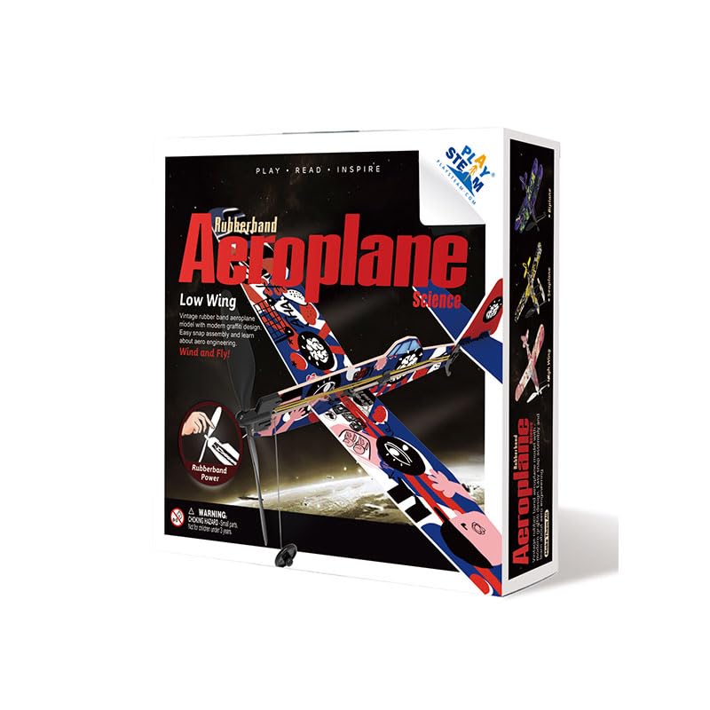 PlaySTEAM rubber band aeroplane kit ready for backyard flight experiments.