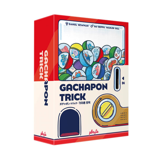 Playte Gachapon Trick Board Game setup highlighting tense budget rounds for strategic planning.