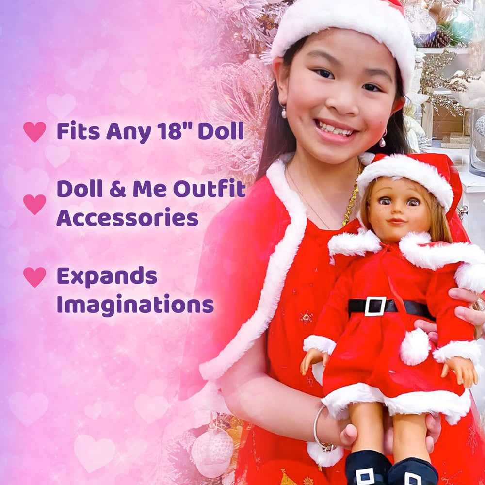 Playtime by Eimmie Santa hat completes a classic holiday look for dolls.