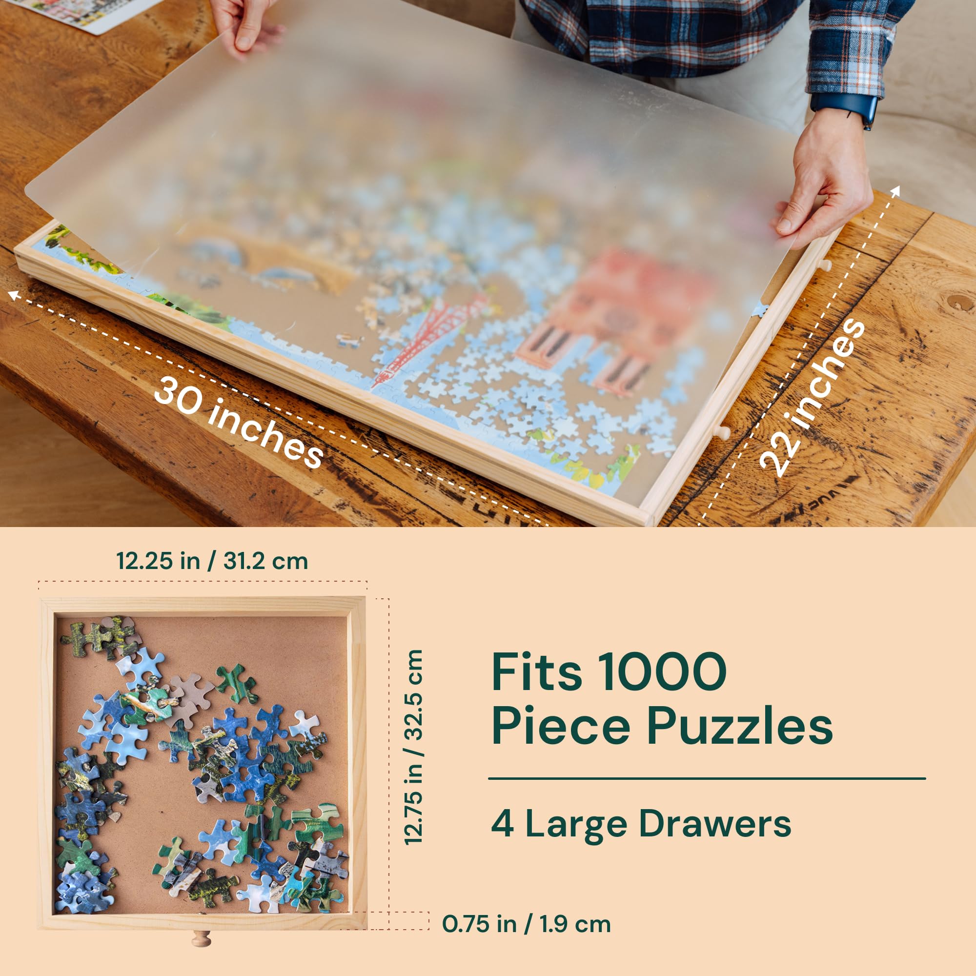 PlayVibe compact puzzle table fits in small spaces and keeps pieces accessible.