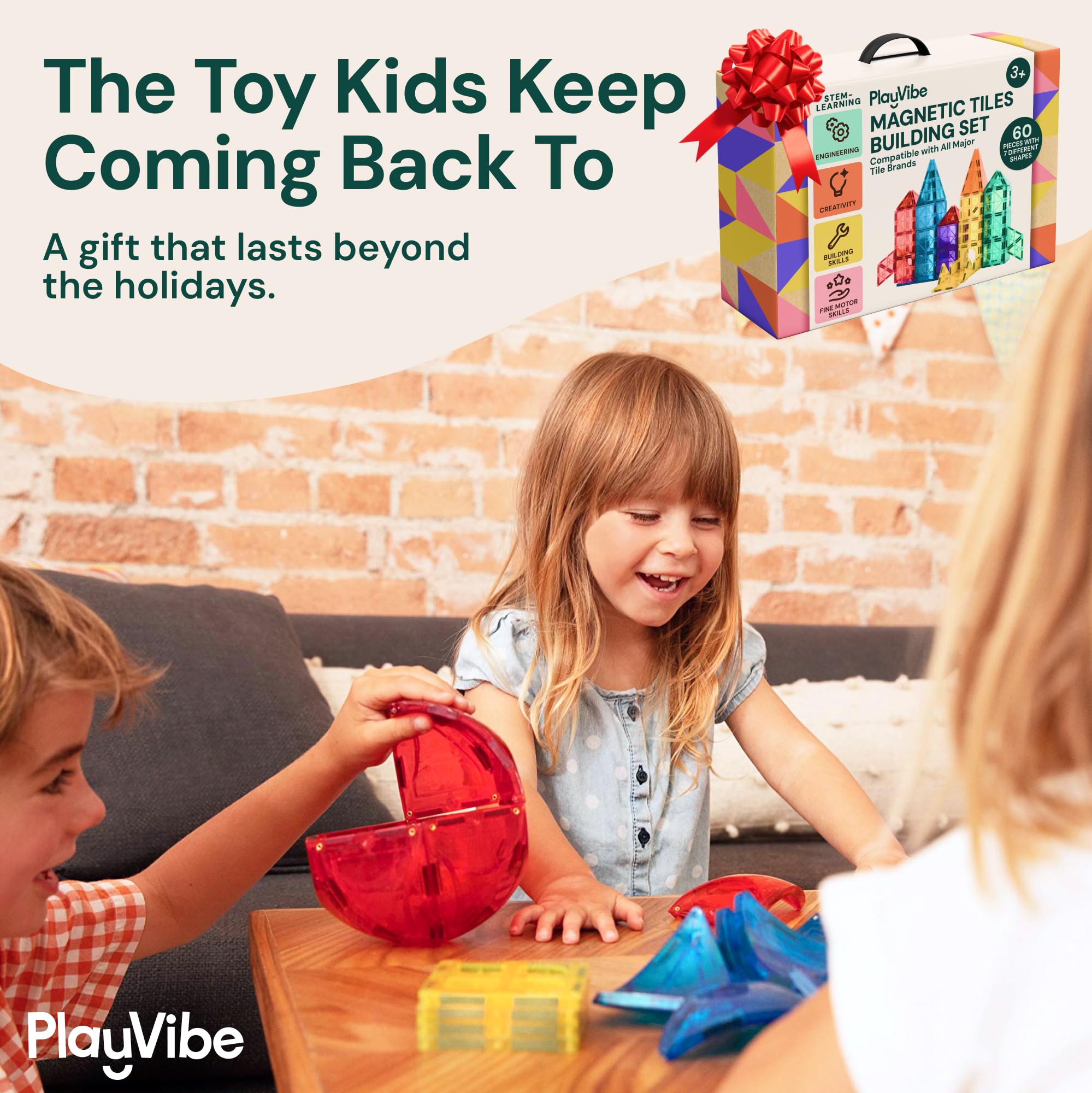 Tiles from PLAYVIBE shown compatible with other magnetic sets