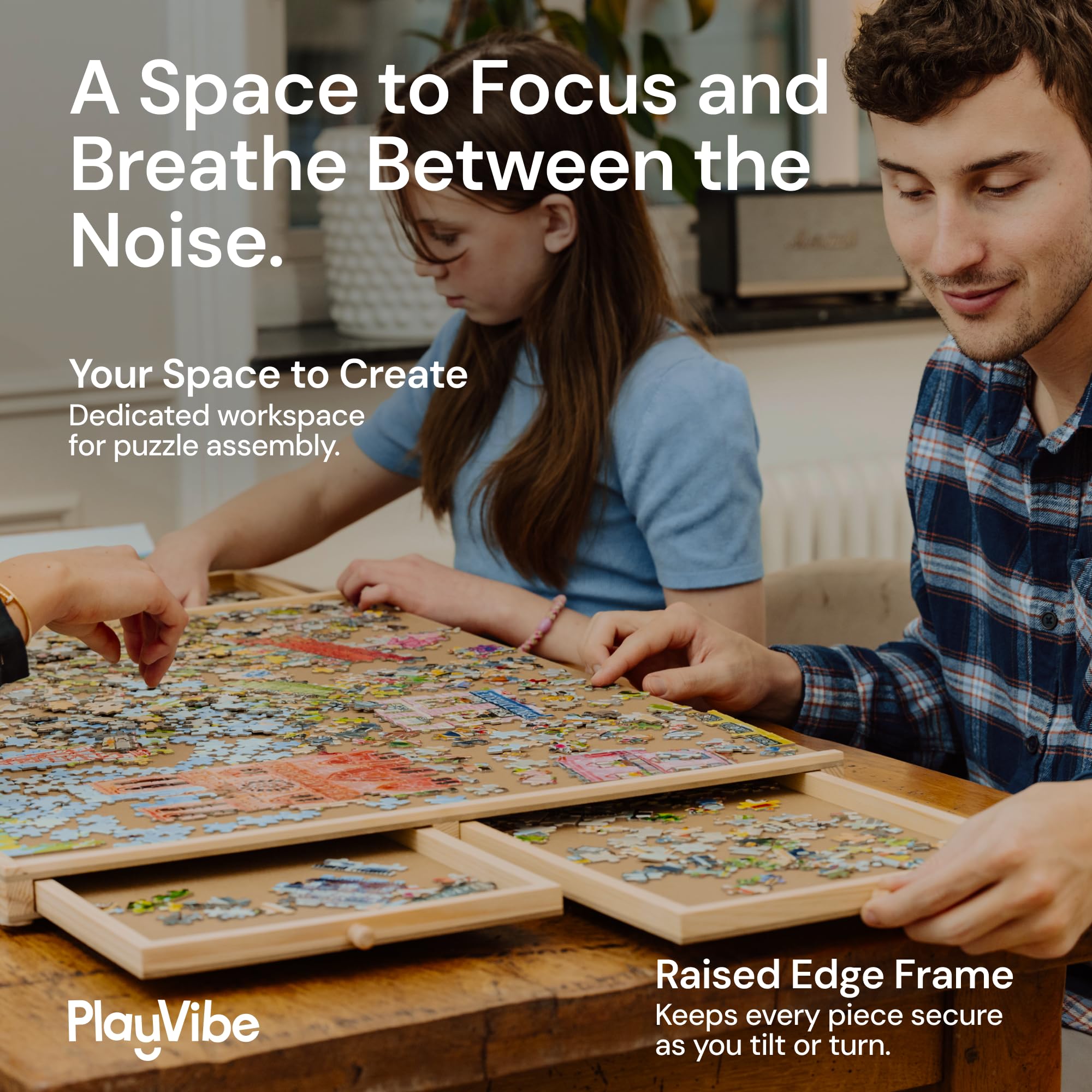 PlayVibe portable puzzle table fits on any surface for easy storage.