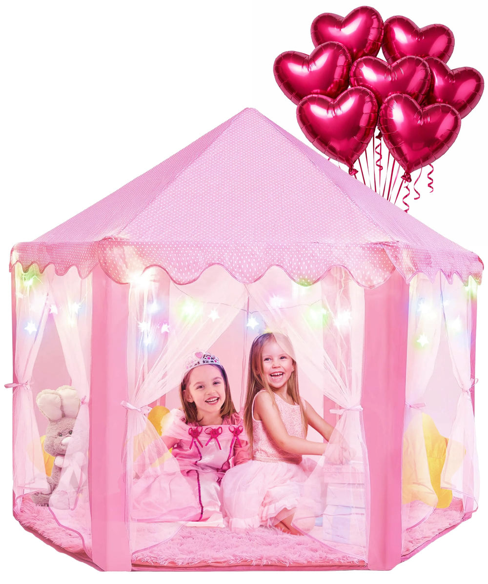 PLAYVIBE Princess Tent with starry lights creates a cozy kids play nook