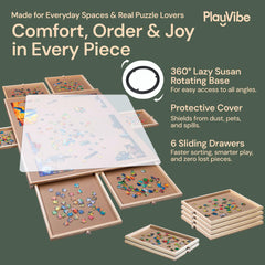 PLAYVIBE puzzle table with six drawers keeps pieces organized during play