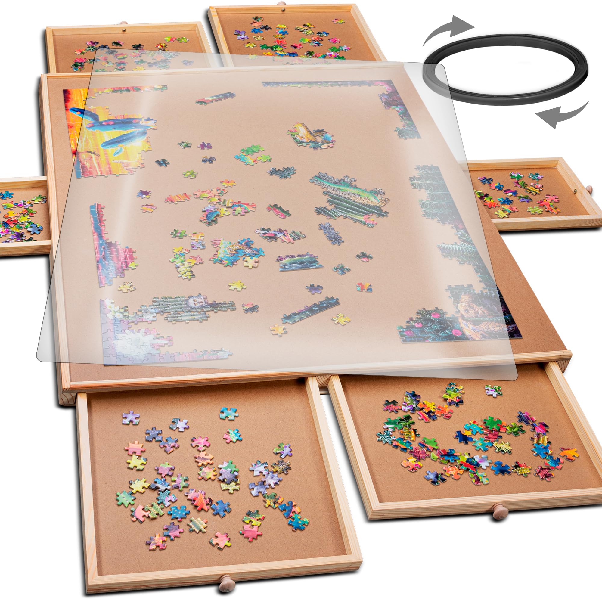 PLAYVIBE rotating puzzle board with 1500 pieces for collaborative family challenges